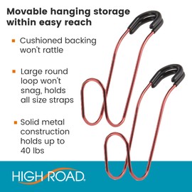 High Road Unbreakable Car Bag Hooks - Large Car Seat Hooks for Purse, Backpack, Coats, Hats and Heavy Bags up to 40 lbs - Secure Attachment Fits All Headrest Posts, 4-Pack