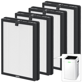 4 Pack K1 Replacement Filter Compatible with LUNINO K1 Air Purifier, Double-Sided Filters for Home Large Room Up to 2600 Ft², H13 True HEPA and Activated Carbon Filter