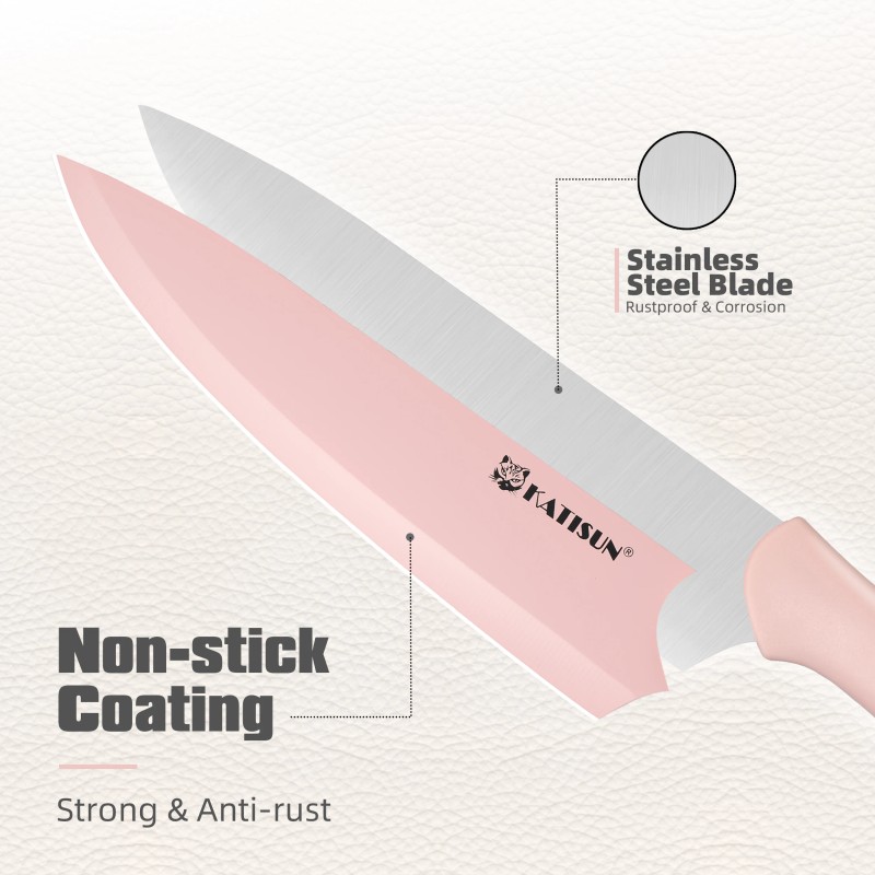 Full Pink 14 Pcs Carbon Steel Kitchen Knives Chef Kitchen
