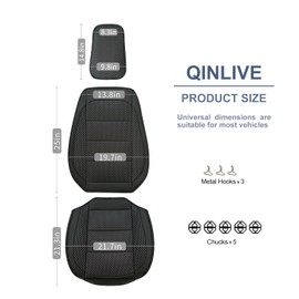 Qinlive 1 Pack Ventilated Cooling Car Seat Cover for Summer, 3D Air Mesh Breathable Leather Front Seat Protector with Storage Pocket, Universal Fit Non-Slip Seat Cushion for Car Truck SUV(Black)