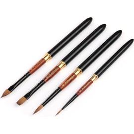 Watercolour Brush Set - 4 Professional Red Sable Travel Brushes with Leather Case for Watercolours, High Colour Carrying Capacity and Excellent Bounce | Foldable Real Hair Travel Brush
