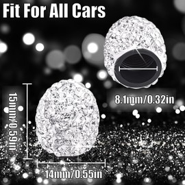MEAJOO 4PCS Bling Crystal Diamond Tire Stem Valve Caps, Dustproof Car Wheel Tire Valve Caps Universal Tire Valve Stem Covers for Cars, SUV, Trucks, Bikes, Motorcycles, Bicycles (White)