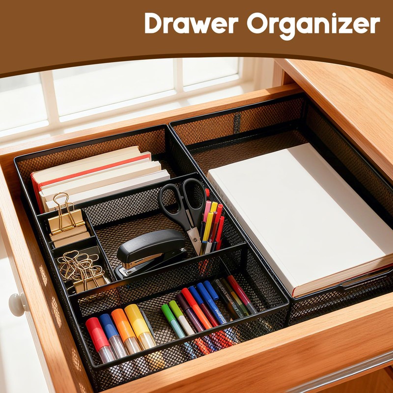 Yummy Sam 2 Pack Metal Mesh Office Desk Drawer Organizer