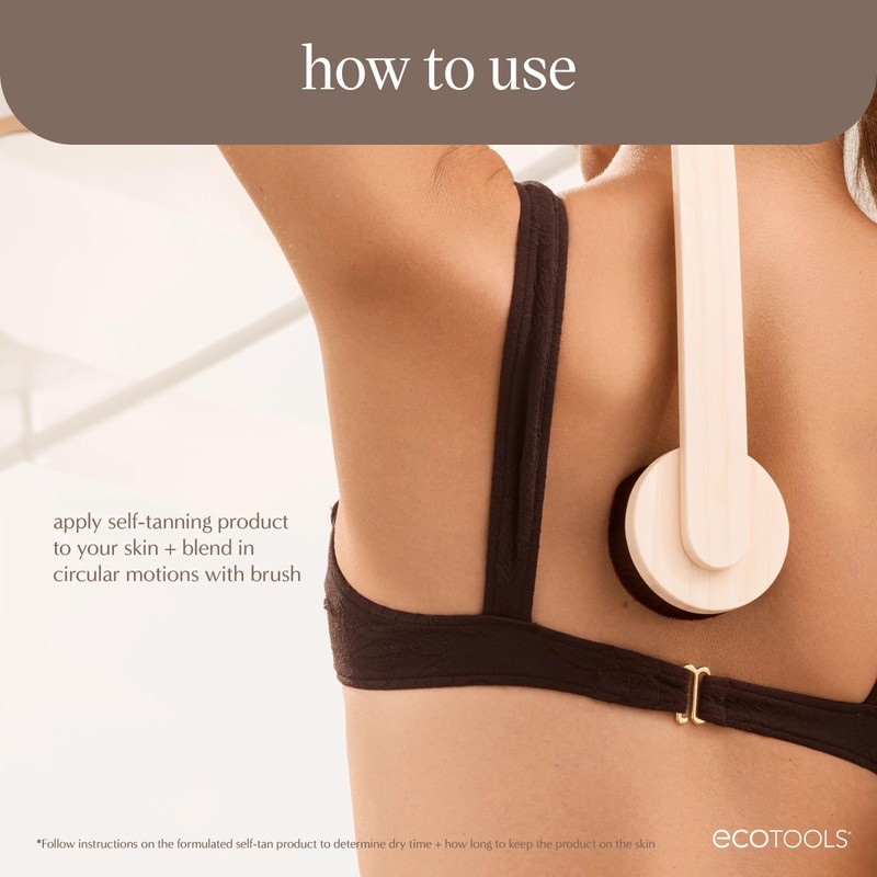 EcoTools Good Tan Self-Tan Back Applicator, Long Handle Back Brush