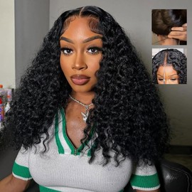 7x6 Burmese Curly Glueless Wigs Human Hair Pre Plucked Pre Cut 250% Density Drawstring Wig Human Hair 7x6 HD Lace Front Wigs Human Hair for Black Women Wear and Go Glueless Wig Natural Color 26inch