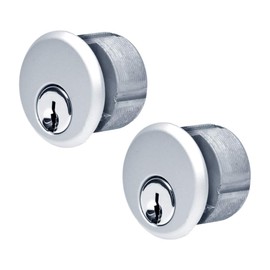 Deadbolt Lock 1-1/8" Backset, 2 Mortise Cylinders 1” Keyed-Alike, Compatible with Schlage C Keyway (Aluminum), 2 Faceplates (Aluminum/Dark Bronze)