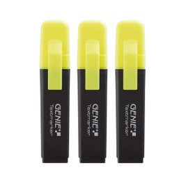 Genie Highlighters with Chisel Tip, Fluorescent Yellow 3er Pack