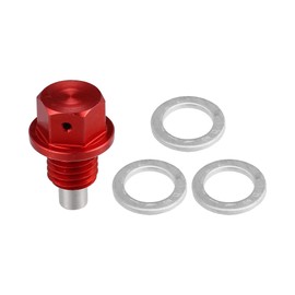 X AUTOHAUX 1 Set M12x1.75 Car Magnetic Oil Drain Plug Bolt with 3 Gasket Red