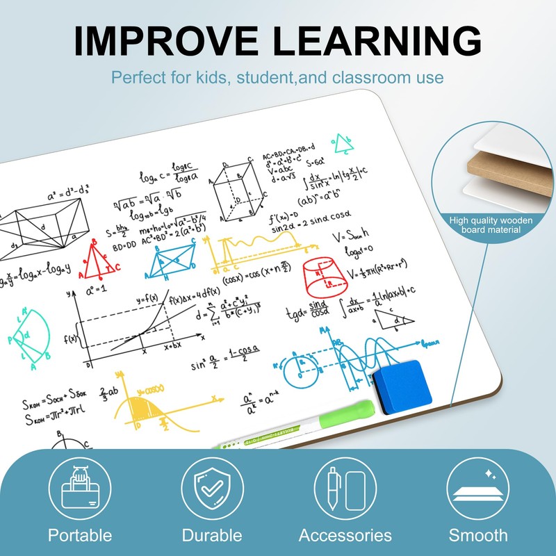 2 PC Small White Board Dry Erase Classroom Pack Boards