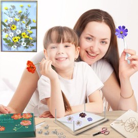 Professional Flower Press, 8 Layers 6.3x8.3 inch (16x21cm) Flower Press Kit Wooden Leaf Flower Pressing Kit for Kids Adults with Clear Instruction, Nice Gift for DIY Dried Flowers Lovers (Wooden)