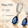 Aretes Plata 925 Mujer Gota Zirconia Azul Profundo Elegante