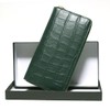 Belkut Matte Crocodile Embossed Cowhide Leather Round Zip Long Wallet