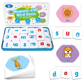 Zazopup CVC Word Games,Magnetic Letters & CVC Flash Cards,Phonics Games,Alphabet ABC Toys,Refrigerator Fridge Magnets for Kids Toddlers,Speech Therapy,Spelling Learning Games for Preschool Classroom