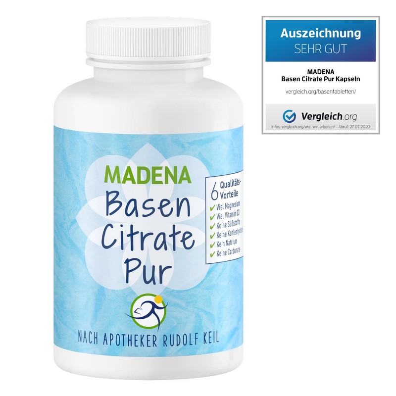 MADENA BasenCitrate Pure, 180 Capsules, Electrolyte Supplier with 100% Organic