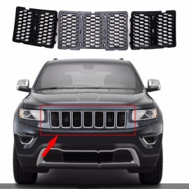 Savadi-Car 7PCS Black Front Grille Inserts Trim Mesh Kit For Jeep Grand Cherokee 2014-2016