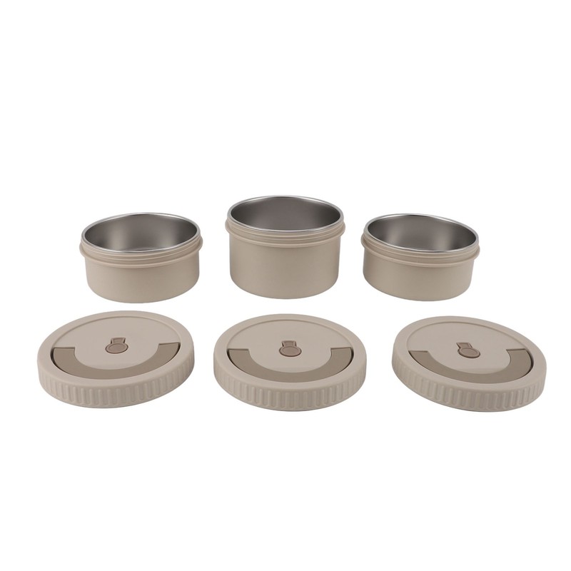 Insulated Food Container Beige 316 Stainless Steel Round Sealed Leak