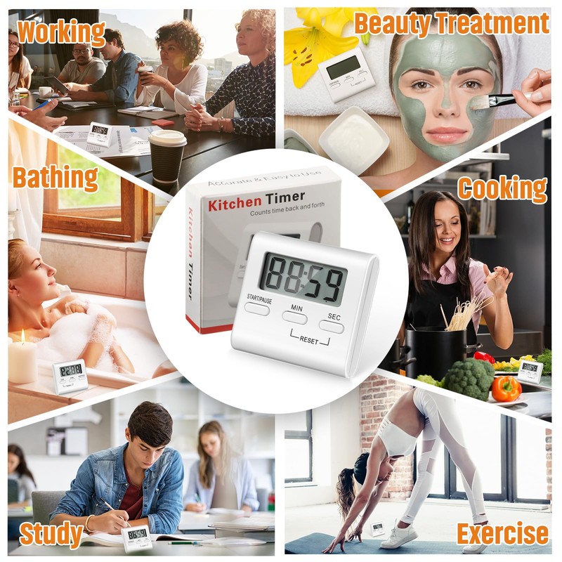 Gulfmew 4 Pieces Kitchen Timer for Cooking, Digital Kitchen Cooking