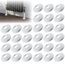 Hohitenz Pack of 30 Heating Pipe Rosettes - Pipe Cover for Radiator Pipes - White Cover Rosettes for Heating Pipe Trim - PVC Pipe Cover - Diameter 20 mm - Heating Pipe Cover Floor White