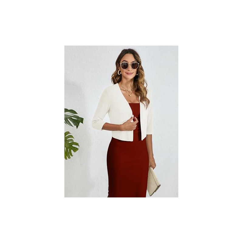 Heymoments Women's Thin Shrugs for Dresses White Large Open Front