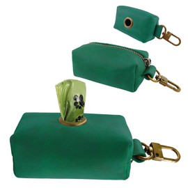 HIFA Genuine Leather Dog Leash Poop Bag Holder - Soft Touch Rustic Leather, Metal Clips, Easy Access to Pet Waste Bags - Dog Poop Dispenser for Outdoor Walking