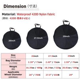 Azarxis 2 Pack Bike Wheel Bags 26" 27.5" 29" Bicycle Tires Storage Cover Cycling Wheelset Carry Handbag Waterproof for Road Bike Mountain Bike Track Bike Downhill Bicycle Fixed Gear MTB DH (27.5")