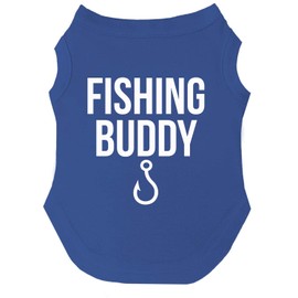Fishing Buddy Dog Tee Shirt | Sleeveless | Sizes for Puppies, Toys and Large Breeds (Royal Blue, Large 99)