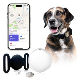GPS Tracker for Dogs, Mini GPS Pet Tracker with Silicone Cover, IPX8 Waterproof GPS Tracker for Kids,No Monthly Fee,Work with Apple Find My(iOS Only),Smart Tracker for Dogs Finder Tracker Pets