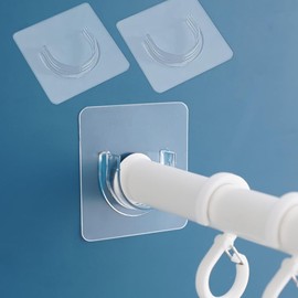 2Pack Shower Curtain Rod Holder, Upgraded Adhesive No Drill Tension Curtain Rod Brackets for Bathroom, Universal Bathroom Shower Rod Retainer (Fit rod diameter lower 4.5cm)