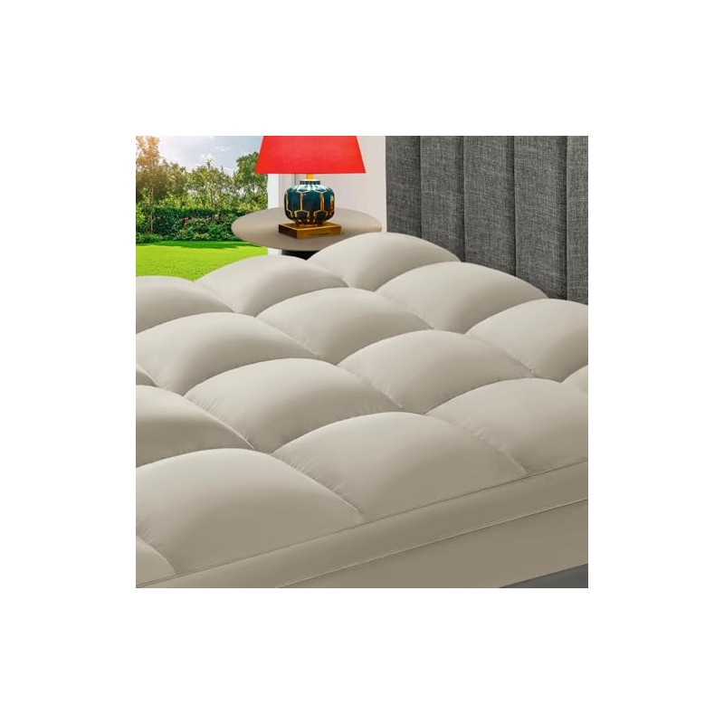 Cubrecolchón Queen, 900 gm, diseño de relleno alto, sensación más