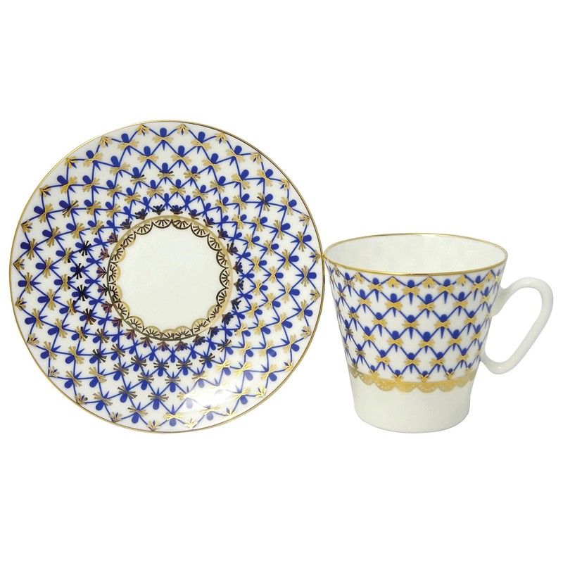 Lomonosov Imperial Porcelain Cup and Saucer Set Collection (Spring Red