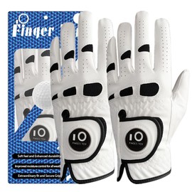 Men’s Golf Glove Worn on Left Hand for Right Handed Golfer with Ball Marker Value 2 Pack, Weathersof Grip Soft Comfortable, Fit Size Large LH (Large Left)