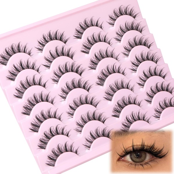 Wispy Lashes Cat Eye Natural False Eyelashes Strip Manga Fake