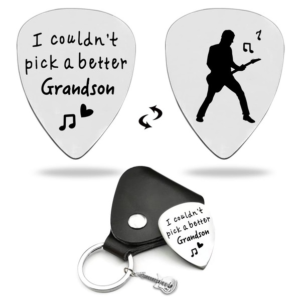 LRUIOMVE Gifts for Grandson Funny Stainless Steel Guitar Picks with