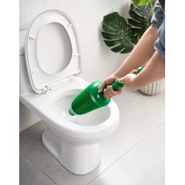 Heavy Duty Toilet Plunger, Big Powerful Toilet Unblocker for Clearing Blockage in Drains, Flexible Plumbing Suction Tool for Unblocking Toilets of All Types, Kitchens, Sinks, Baths, Green