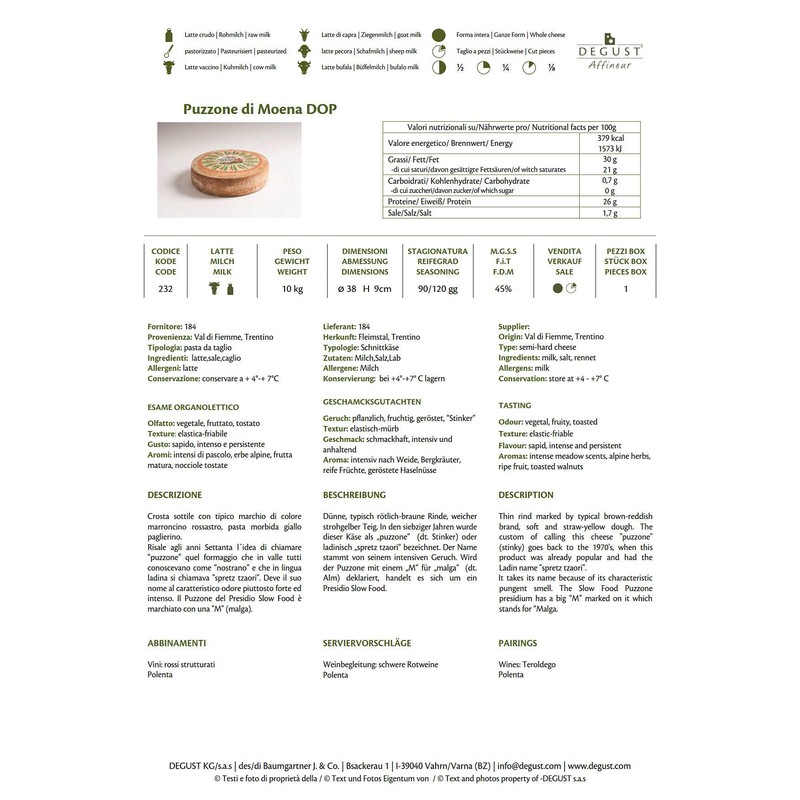 Puzzone di Moena Caseificio Soc. di Predazzo e Moena Approx.