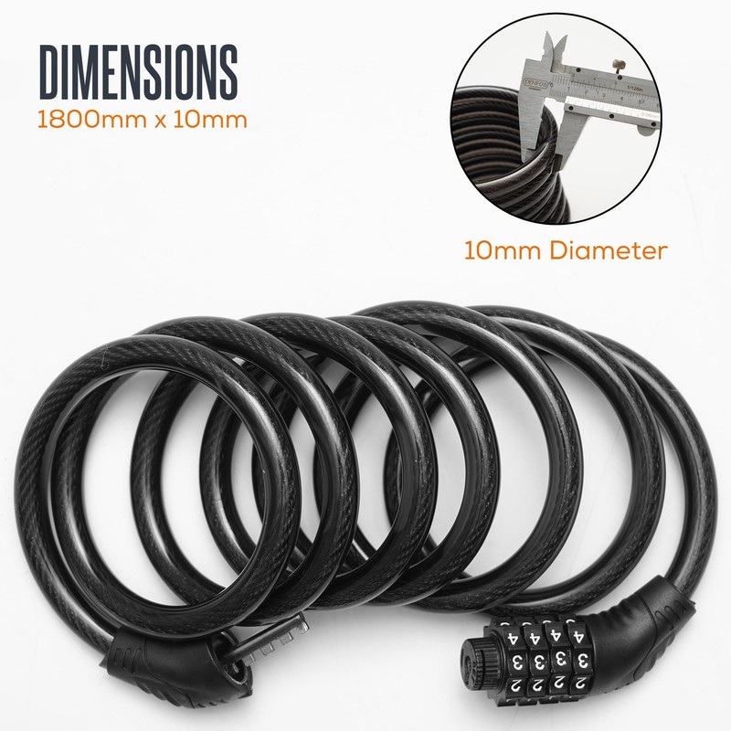 Bike Lock Combination Lock 4 Digit |1.8M X 10mm| Heavy