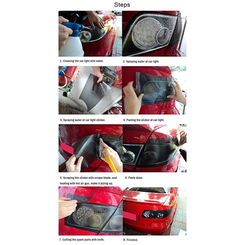 LZLRUN Extra-Wide Headlight Taillight Vinyl Tint Wrap 16 Inch x