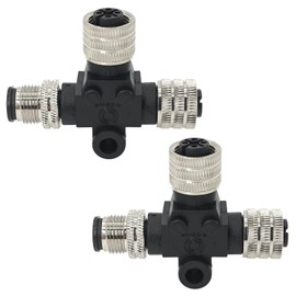 2 PCS NMEA 2000 T Connector 3 Ports Nickel Plated, N2K Network Accessories M12 Connectors for Lowrance Simrad Garmin Dual Device