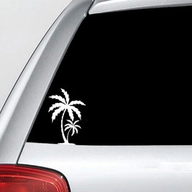 Palm Tree Duo Sticker Vinyl Decal Funny for Car Truck Window Bumper Laptop 2Pack (White)