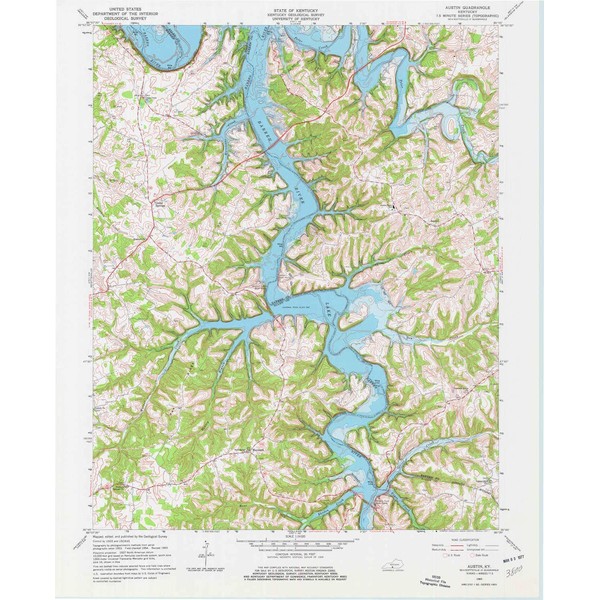 YellowMaps Austin KY topo map, 1:24000 Scale, 7.5 X 7.5 Minute, Historical, 1965, Updated 1977, 27 x 22 in - Paper