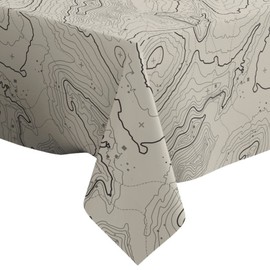 Xtremepads Topographic Map Pattern Pattern - Square Linen Tablecloth, 60" x 60" inches Washable Decorative Table Cloth