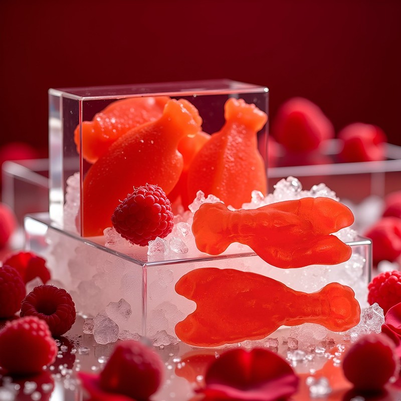 SweetGourmet Red Lobsters Gummy Chewy Candy, Raspberry Flavor, Halal, 4