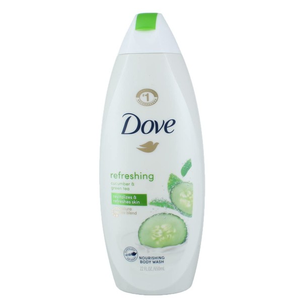 Dove Refreshing Body Wash Revitalizes and Refreshes Skin Cucumber and Green Tea Cleanser That Effectively Washes Away Bacteria While Nourishing Your Skin, 22 Fl Oz (Pack of 4)
