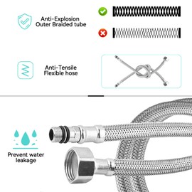 Pack of 2 Kitchen/Basin Monobloc Mixer Tap Connectors Flexible Pipes Tails British Standard Pipe M10 x1/2 Fitting 500mm Long (500mm)