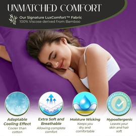 DECOLURE 100% Organic Viscose Derived from Bamboo Sheets Twin Size 4pcs - Ultra Soft & Luxuriously Cooling, 17" Deep Pocket, Double Stitching, Perfect for Hot Sleepers - Twin Bed Sheets (Purple)
