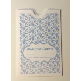 1000 Cashier Depot Keycard Envelope/Sleeve" Welcome Guests" 2-3/8" x 3-1/2" 1000 Count (Blue/Yellow)