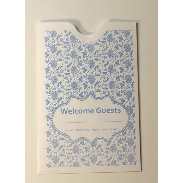 1000 Cashier Depot Keycard Envelope/Sleeve" Welcome Guests" 2-3/8" x 3-1/2" 1000 Count (Blue/Yellow)
