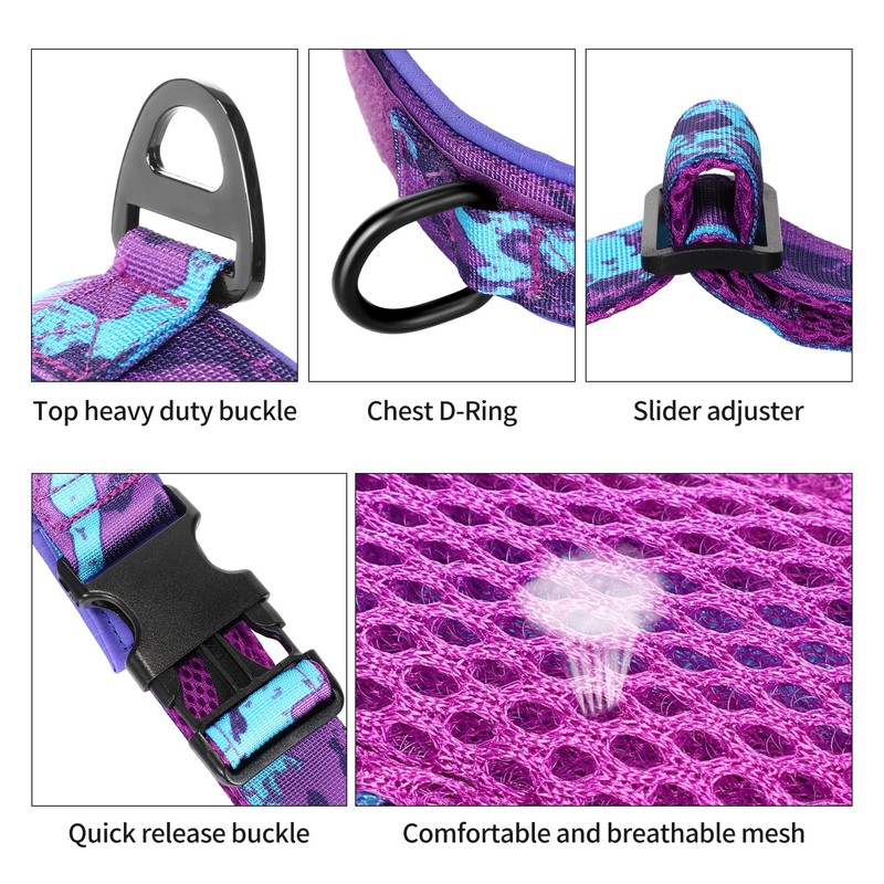 Annchwool No Pull Dog Harness with Airtag Case and Two