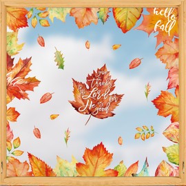 Horaldaily 114 PCS Fall Window Cling Sticker, Thanksgiving Autumn Harvest Watercolor Leaves for Home Party Supplies Shop Window Glass Display Decoration
