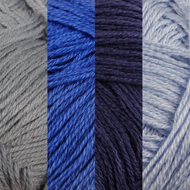 JubileeYarn Baby Soft Bamboo Cotton Yarn - 50g/Skein - Shades of Blue - 4 Skeins